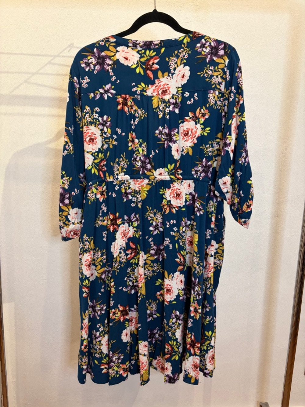 torrid Navy Floral High-Low Dress with Pink & Cream Roses - Picture 4 of 8